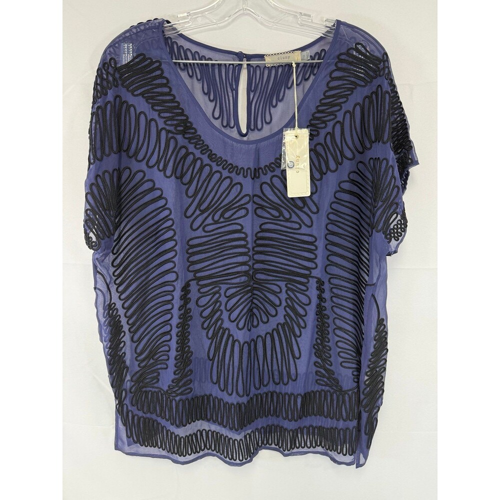 Cluny Women’s Blouse Size 12 NWT MSRP $398 Beautiful Stitching See Through